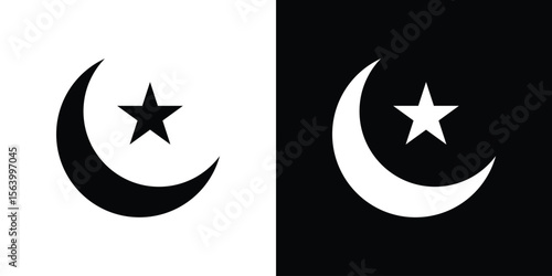Moon and star icon Vector Silhouette for graphic and web design collection