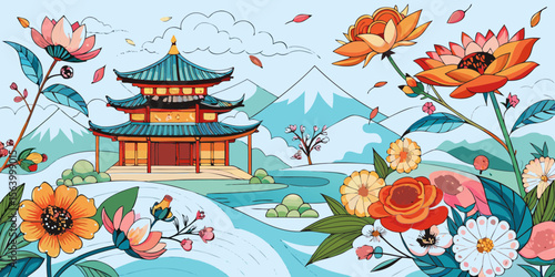 spring landscape with flowers