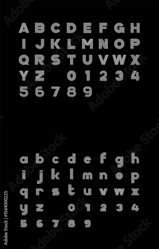 RetroLine Bold Alphabet Display in Monochrome Rounded Typeface on a Black Background