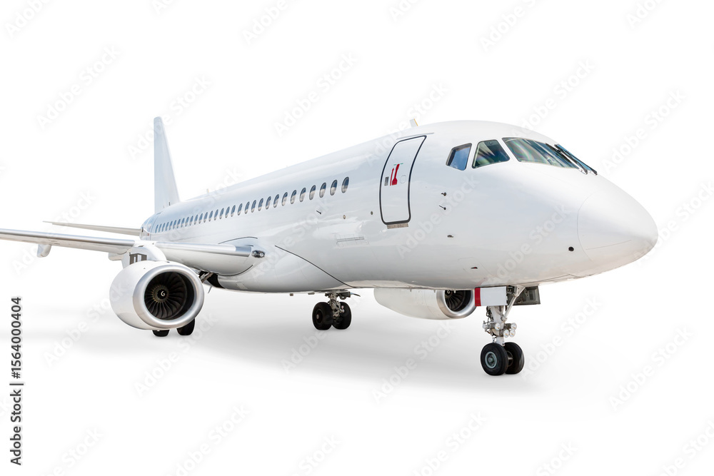 Fototapeta premium White modern passenger airliner isolated