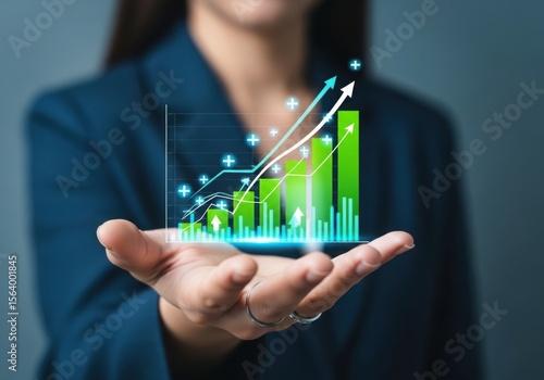 Growth chart on hand isolated on transparent background