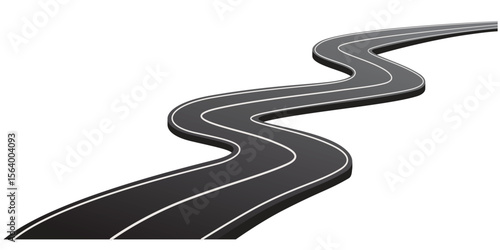Vector Curved road with white lines 