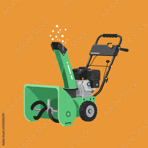 Hand-pushed snow blower machine, vector illustration