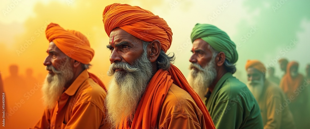 Fototapeta premium Men with turbans and beards.