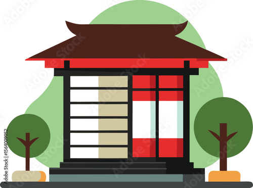 Japanese Tea House Vector