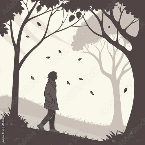 Nature scene with tree and fullmoon at night and Digital art moon and tree and man