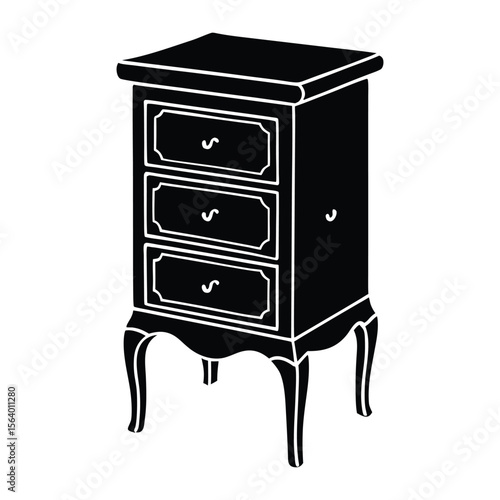 Elegant Black Three-Drawer Chest of Drawers French Style
