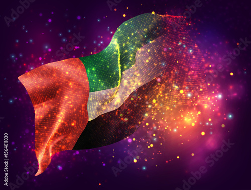 United Arab Emirates, vector 3d flag with a splash of paint dots, explosion of colored dots