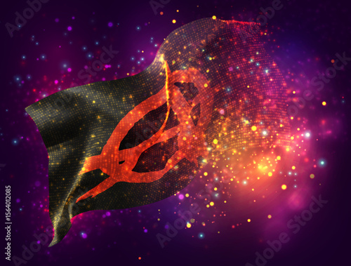 Anarchy, vector 3d flag with a splash of paint dots, explosion of colored dots