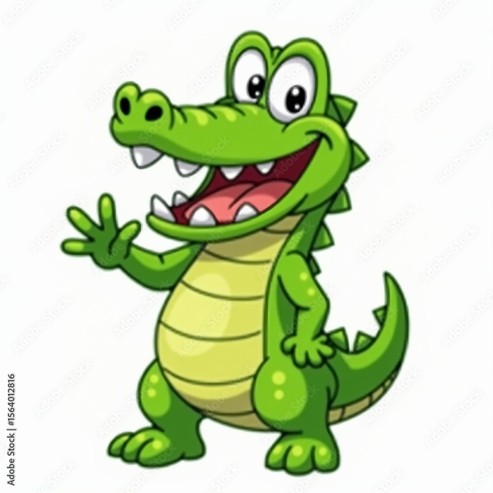 Fototapeta premium A friendly cartoon crocodile waving