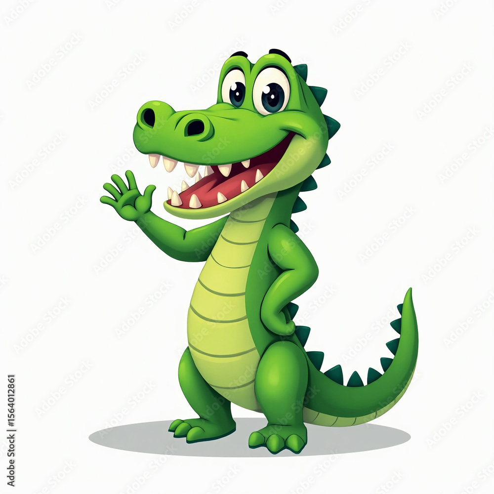 Fototapeta premium A friendly cartoon crocodile waving