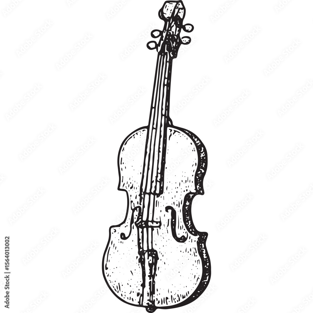 Fototapeta premium Explore this refined black-and-white violin illustration, great for classical music and elegant art designs