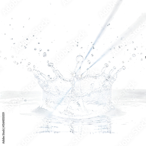 Realistic Water Splash Crown with Droplets – PNG Transparent Background