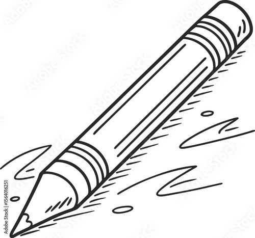 Vector illustration of a pencil, pen, and eraser on paper, with a subtle nod to the design and office tools, avoiding any depiction of smoking