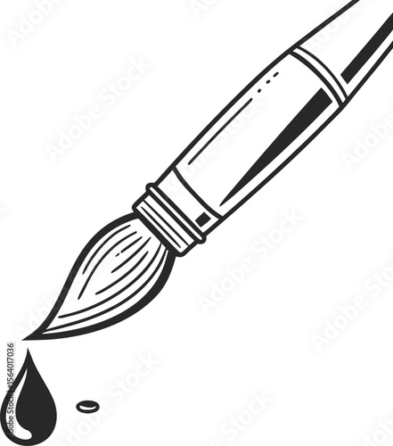 Here's a concise description combining your terms:

A vector illustration of a paintbrush and a set of kitchen knives, isolated on a white background, useful art and kitchen tools