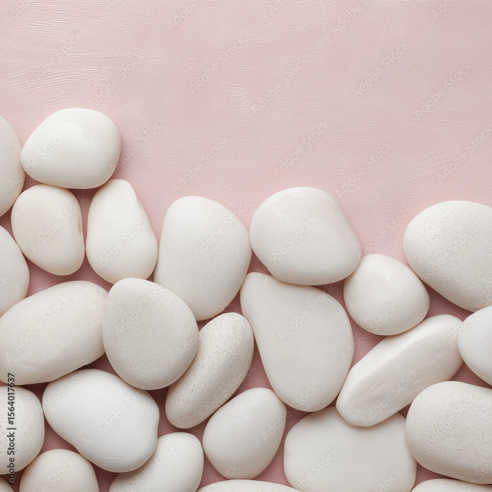 Close-up of clean white pebbles arranged randomly on smooth background- Close-up of clean white pebbles arranged randomly on smooth background-