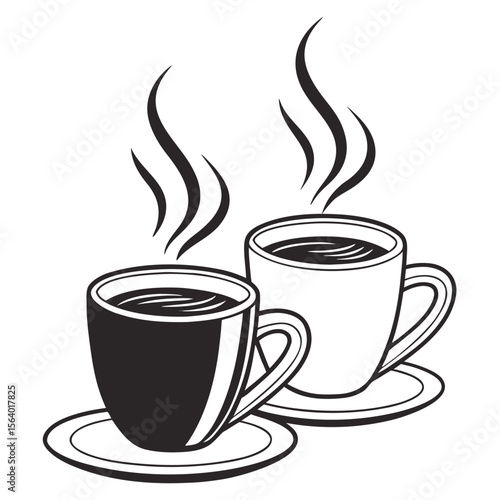 A comforting hot coffee cup with a heart design, perfect for a cozy breakfast or cafe beverage illustration