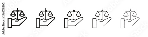 Justice scales in Hand icon. modern outline style vector icons series