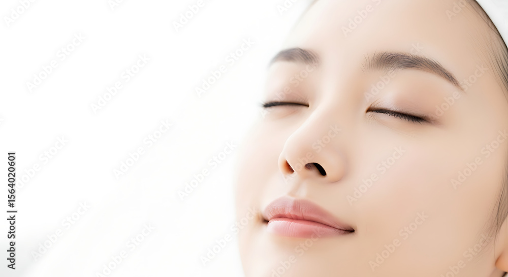 Serene Beauty Close-up Portrait of a Woman with Closed Eyes Serene Beauty Close-up Portrait of a Woman with Closed Eyes