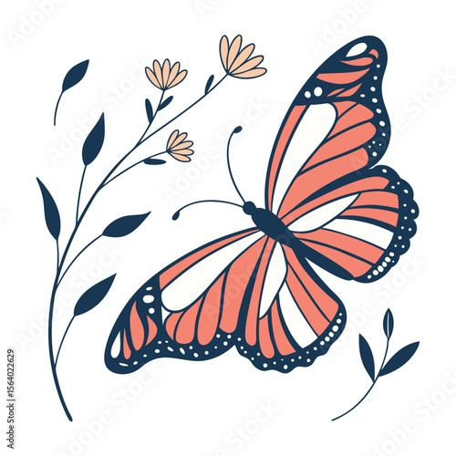 Butterfly and Daisy Illustration