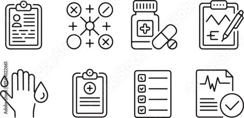 Silhouette of Healthcare and Medical Records Vector Illustration