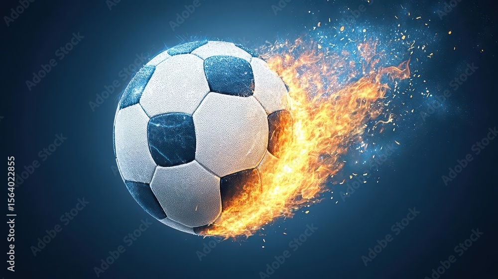 Fototapeta premium Fiery Soccer Ball: A Blazing Game