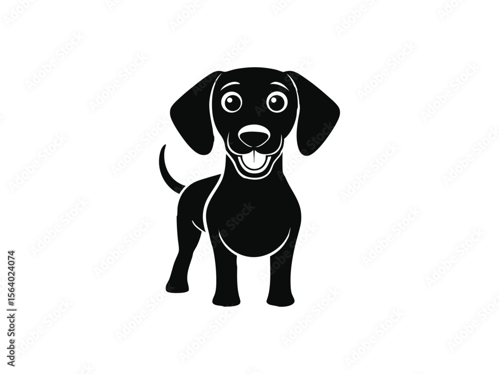Fototapeta premium Weimaraner dog silhouette vector illustration, pet clipart, black and white animal shape