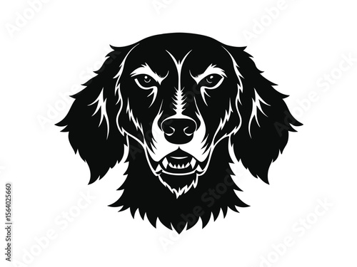English Setter dog silhouette vector illustration, pet clipart, black and white animal shape