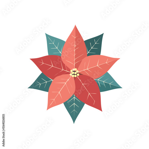 Red Christmas Poinsettia Fl...
