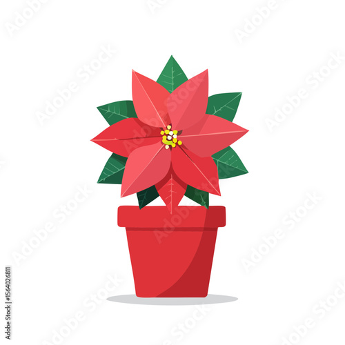 Red Christmas Poinsettia Fl...