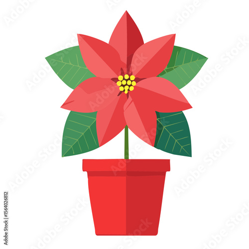 Red Christmas Poinsettia Fl...
