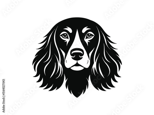Irish Setter dog silhouette vector illustration, pet clipart, black and white animal shape