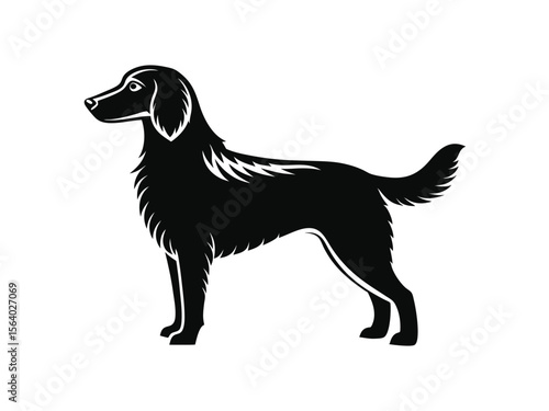 Irish Setter dog silhouette vector illustration, pet clipart, black and white animal shape