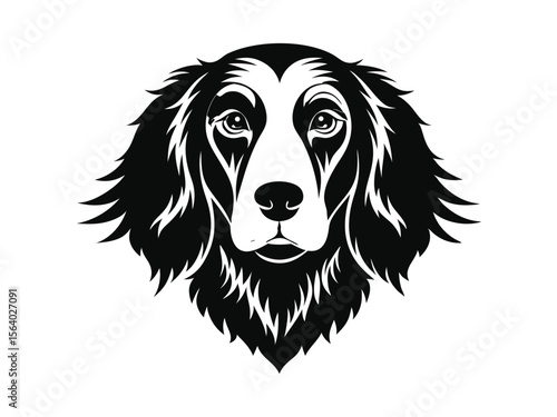 Irish Setter dog silhouette vector illustration, pet clipart, black and white animal shape