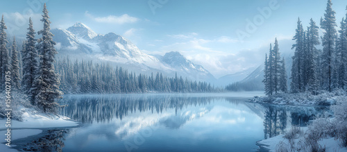Winter wonderland lake scene