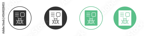 Bug report icon vector pictogram for ui ux interface elements