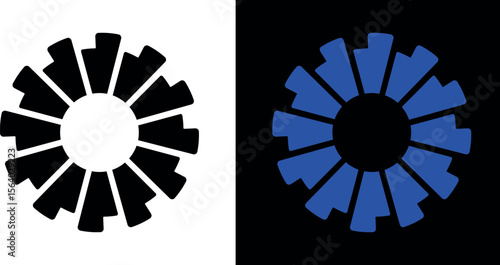Segmented Loading Ring Icons .  Abstract Tech Progress Circle Set