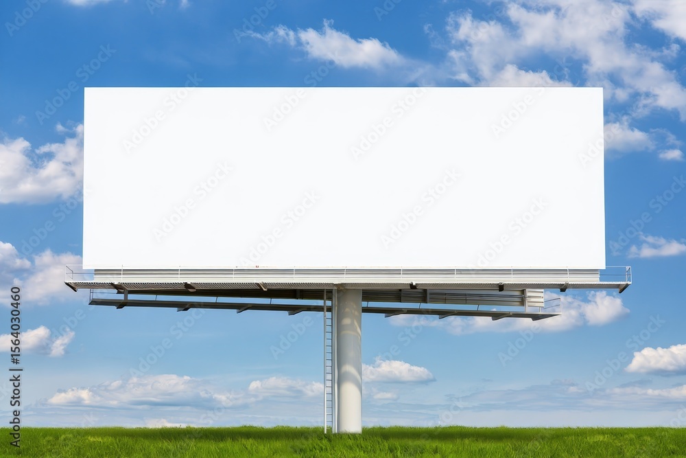 Fototapeta premium Marketing Billboard front view . Empty Large Format Sign against a Sunset Evening Sky. 