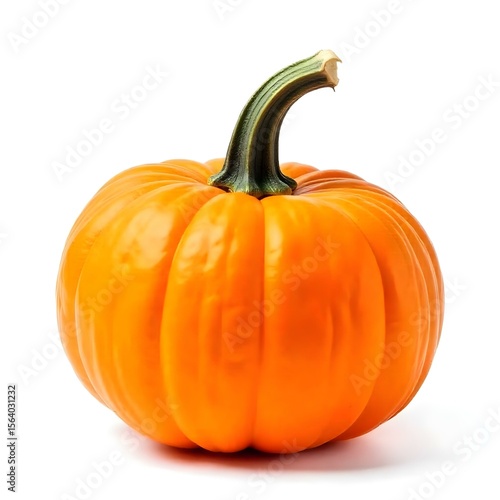 An orange pumpkin with a stem on top, isolated on a white background , studio shot, clean image, no shadows