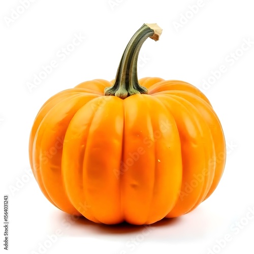 An orange pumpkin with a stem on top, isolated on a white background , studio shot, clean image, no shadows