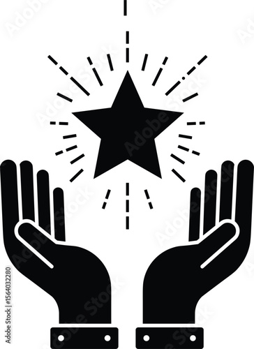 Achieving Success and Reaching Goals Hands Uplifting a Shining Star, Representing Dreams, Aspirations, Awards, Recognition, and Outstanding Achievements in Business and Personal Growth