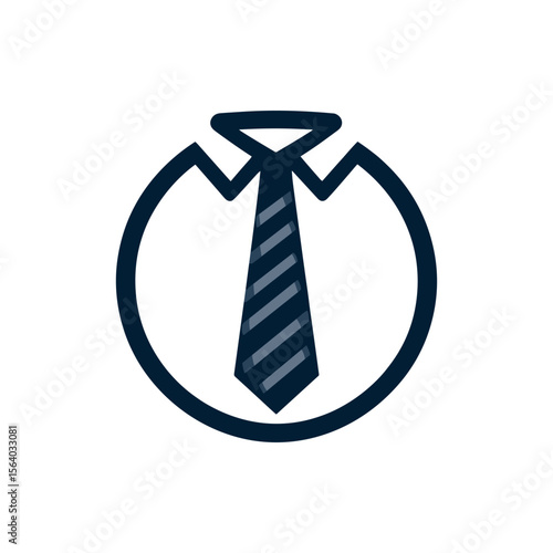 Minimalist illustration of a tie within a circular outline, symbolizing professionalism and style