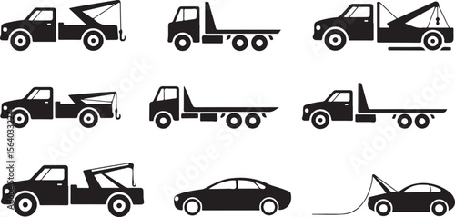 Silhouette of Trucks Vector Illustration