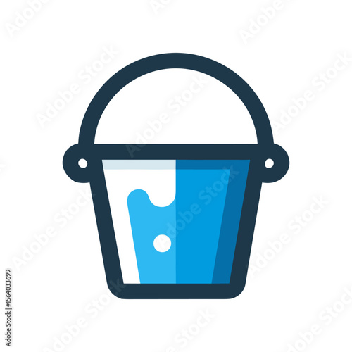 A vibrant blue bucket filled with water, set against a clean white background, ideal for cleaning or gardening
