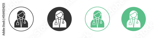 Woman Doctor icon vector pictogram for ui ux interface elements
