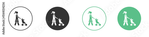 Woman with Baby Stroller icon vector pictogram for ui ux interface elements