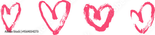Hand Drawn Brush Stroke Hearts Vector Set.