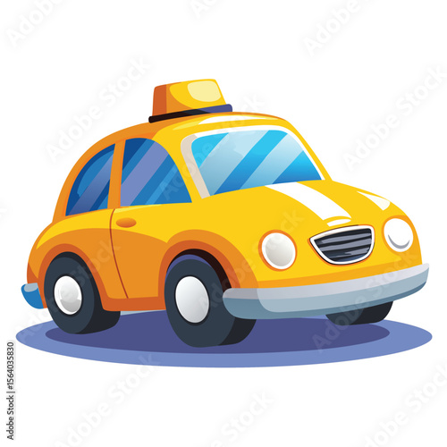 Cute Yellow Cartoon Taxi Car