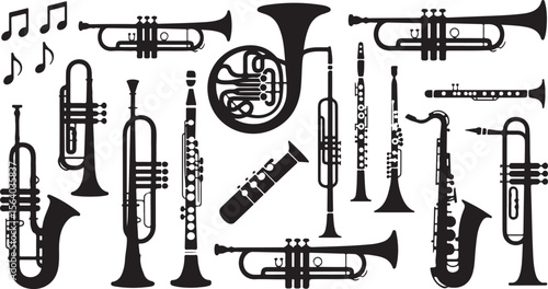 Silhouette of Musical Instruments Vector Illustration