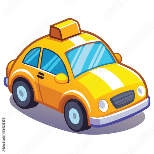 Cute Yellow Cartoon Taxi Car